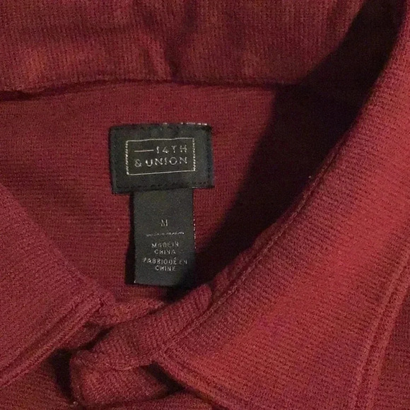 14th & Union Button Front Shirt Maroon Size Medium - Picture 2 of 7